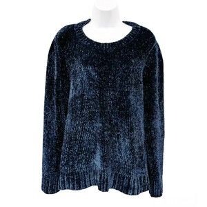 Orvis Women’s Size Large Blue Chenille Crew Neck Pullover Cozy‎ Sweater